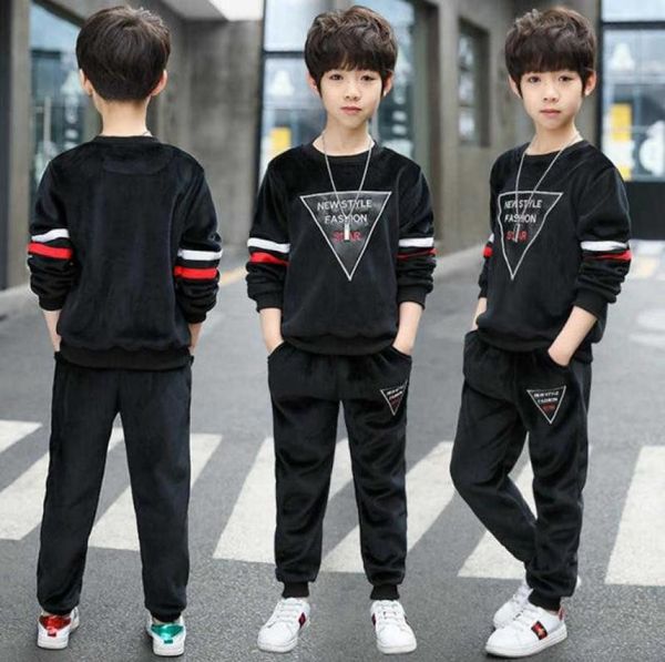 

boys clothing sets autumn and winter fashion sports suit children039s foreign style golden velvet kids track suits 4 6 8 12 age2217195, White