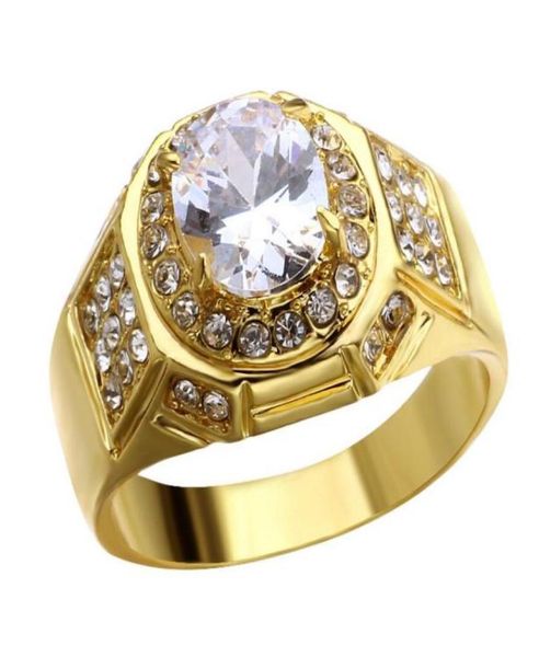 

hiphip full diamond rings for mens fashaion hip hop accessories crytal gems 925 silver gold ring whole6936722, Golden;silver