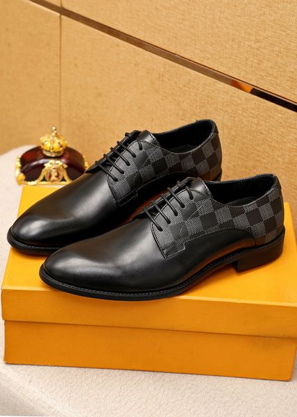 

2023 men dress shoes fashion handmade brogue brand designer genuine leather party wedding flats men lace up formal oxfords size 38-46, Black