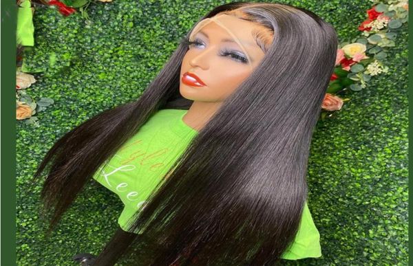 

brazilian straight lace front wigs for women black color 13x4 synthetic frontal wig with baby hair 180 density3608510