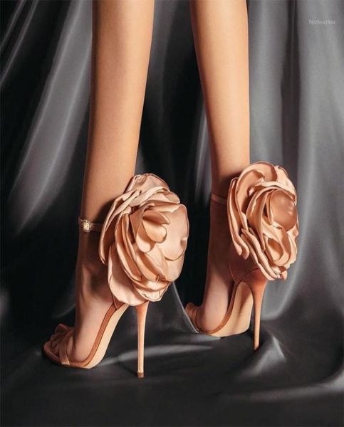 

sandals spring and summer satin flowers stiletto heel opentoe buckle women039s highheeled sandals12022638, Black