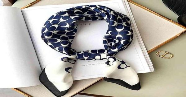 

fashion neckerchief women hair scarf small shawl wrap headband hijab lady bandanna muffler pareo suqare female girl silk6645690, Blue;gray