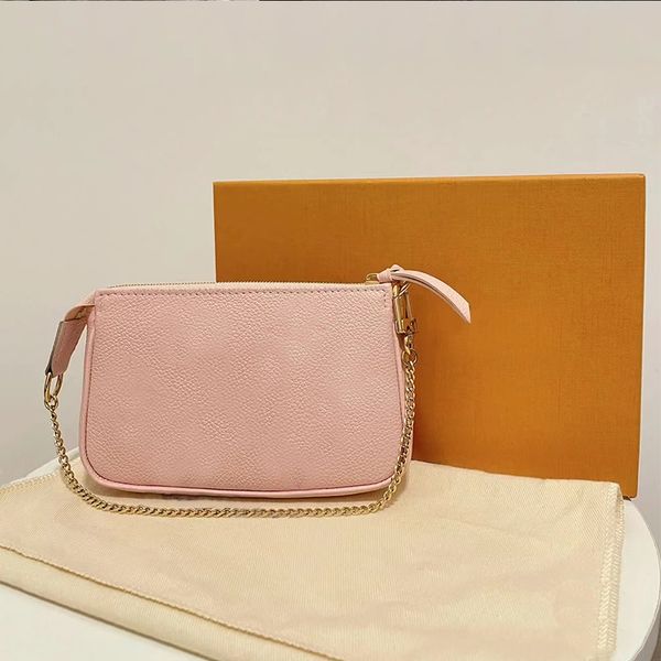 

mini crossbody bags totes handbags coin purse designer shoulder bag new fashion summer pink leather embossed letters belt bag with 2 gold ch