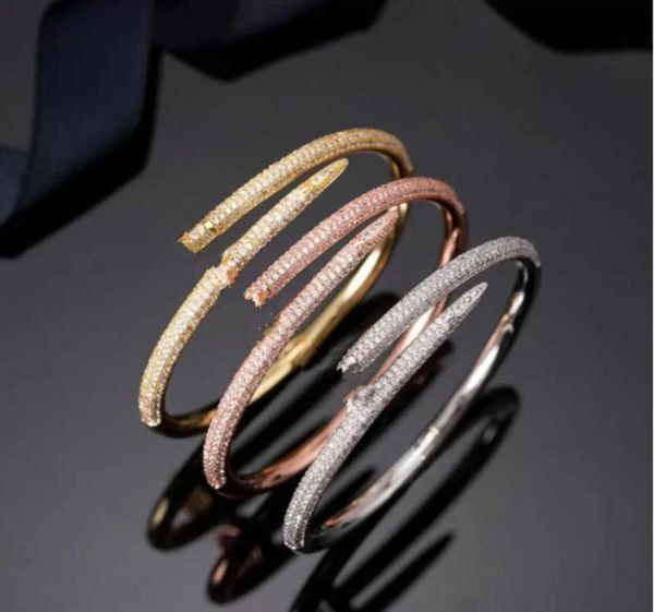 

designer full diamond nail wedding bracelet ladies titanium steel bracelet full diamond jewelry valentine039s day luxury fashio4991377, Golden;silver