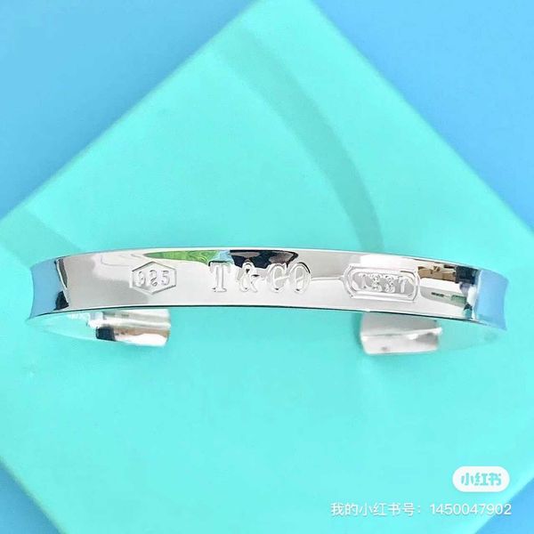 

designer new tiffay 1837 series bracelet s925 sterling silver open fashion simple generous gifts for men and women with logo, Black