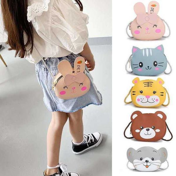 

2022 children girls boys pu messenger bag cartoon animal bag cute rabbit snap shoulder bag children's coin wallet