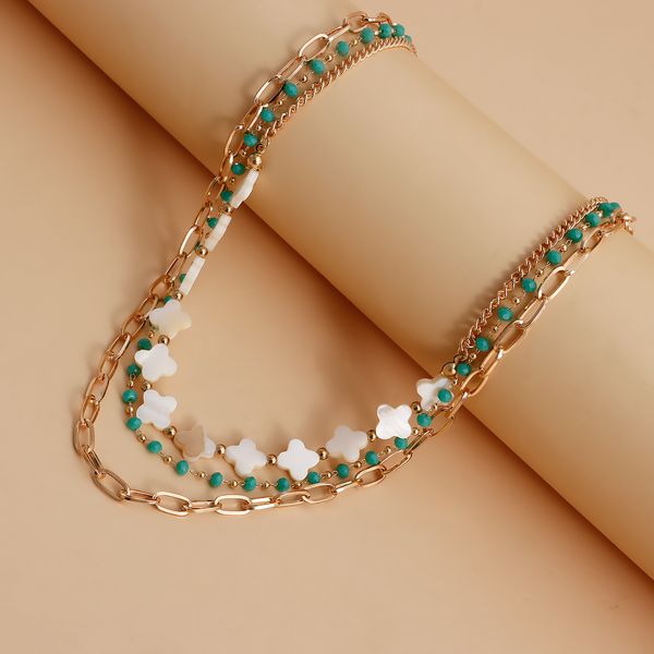 

necklace for women fashion jewelry bohemian colored crystal beaded necklace ins simple temperament necklace designer jewlery luxury combined, Silver