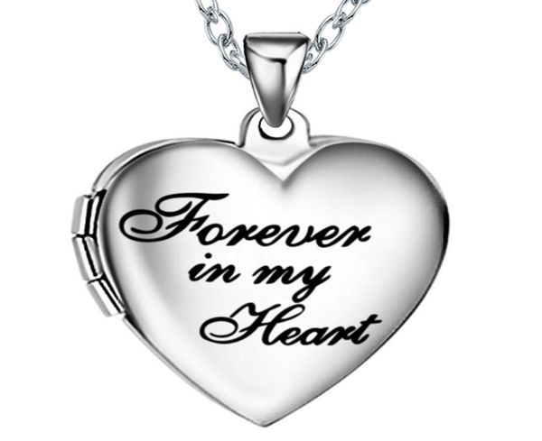 

stainls steel heart forever in my po picture memory frame locket pendant necklace jewelry gifts for lover dropship5613792, Silver