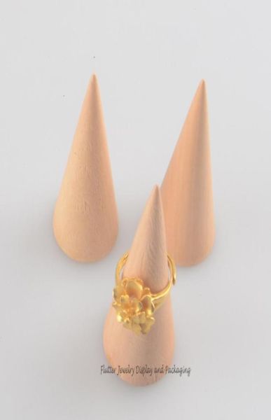 

10pcslot handmade wooden cone rings display stand ring holder ring showcase wood jewelry display props4281355, Black