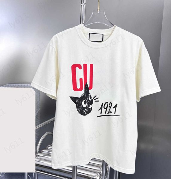 

fashion designer mens shirt summer classic fashion luxury loose digital brand letter printing pure cotton round neck short sleeve men blouse, White;black