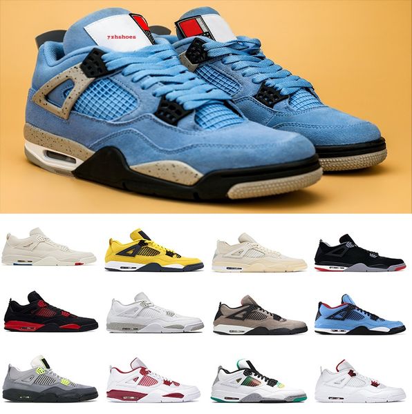 

new jumpman men woman 4 4s basketball shoes thunder sail black cat oreo retro infrared metallic purple cool grey university pink sports mens