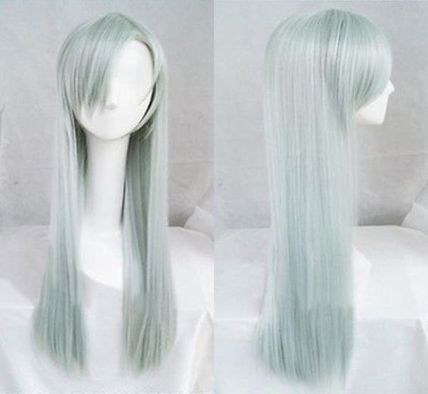 

the seven deadly sins elizabeth liones 80cm long gray cyan cosplay hair wig s0249050126, Black;brown