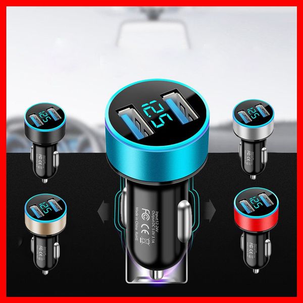 

auto accessories dual usb digital display car charger portable car cigarette lighter with led display car charger car-charge car-charger car