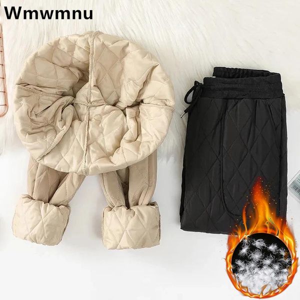 

capris women oversized 4xl baggy jogger pants winter ultralight duck down warm sweatpants korean casual harem pantalones thick trousers, Black;white