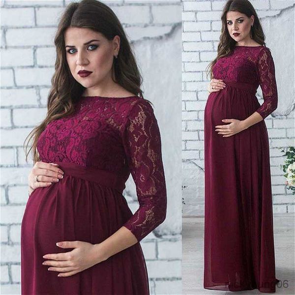 

women pregnant maternity dress pregnancy clothes long sleeve party dress maternity clothes for pgraphy props r230519, White