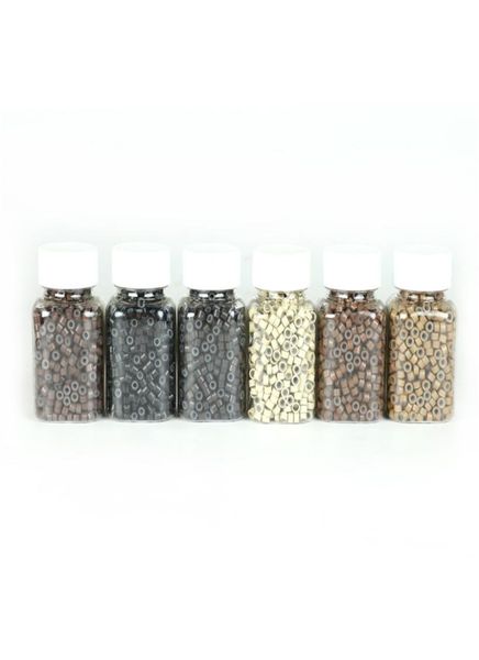 

4525mm aluminum hair beads silicone micro rings hair extensions tools beads tube for prebonded hair kits 1000pcslot2452456, Black