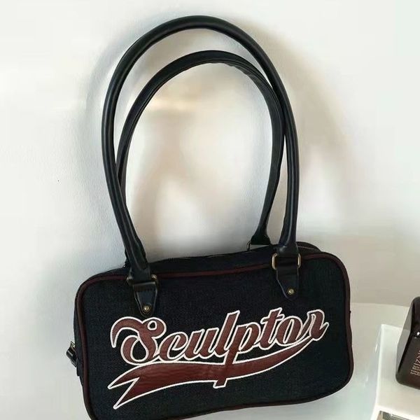 

waist bags xiuya retro womens shoulder bag casual allmatch travel fitness baseball sports denim canvas letter embroidered handbag 23519