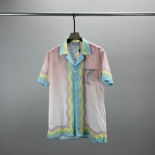 

men's designer shirt summer short sleeve casual button up shirt printed bowling shirt beach style breathable t-shirt clothing #85, White;black