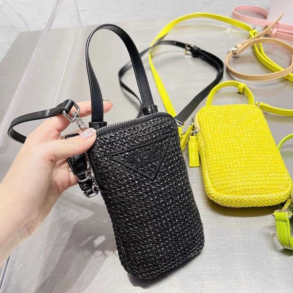 

2022 new fashion handbag, diagonal bag, linen sweet shoulder bag, grass woven hollow cell phone bag, zero wallet 230519