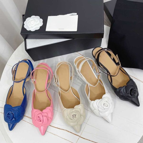 

2022 fashion camellia sandals pointed french 6 cm high heels womens shoes big pointer toe rivet roman sandal plus size, Black