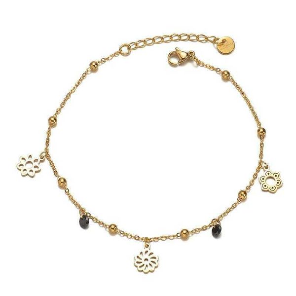 

charm bracelets personalized light luxury style 14k gold hollow lotus zircon tone pendant bracelet women's versatile stainless steel je, Golden;silver