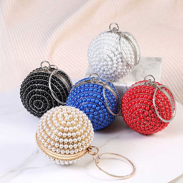 

evening bags circular design women beading party wedding day clutch diamonds handle ball handbags chain purse 230427