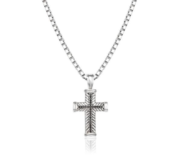 

necklace 925 silver men039s jewelry black diamond chevron design jewelry men pendant cross necklaces2770539