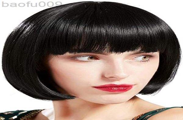 

suq 1920s flapper short wig great gatsby bobo wig black straight wig flapper costume hair wigs accessory l2208095764638