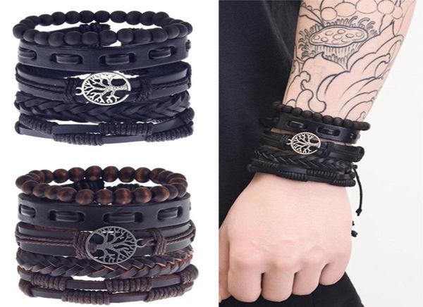 

cooldudu 5 pcs woven leather chain bracelet for men women cool leather wrist cuff bracelets adjustable handmade jewelry3279486, Black