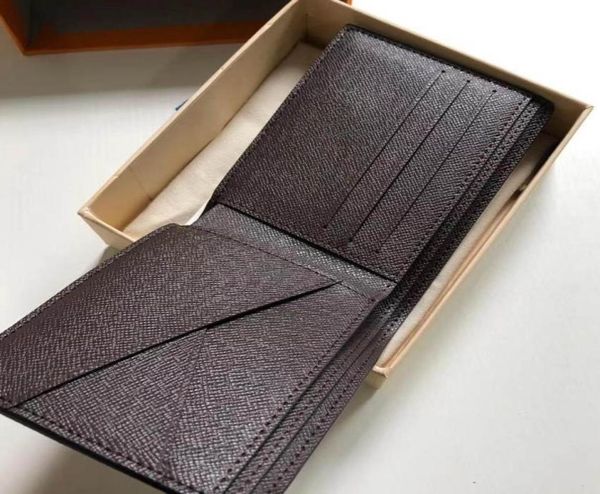 

classic fashion gentlemen short wallets for men clutch bag leather men women business card holders wallet with box9923286, Brown;gray