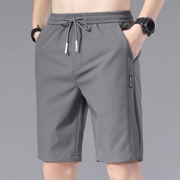 

men's shorts summer men's sports shorts solid color straight pattern loose type elastic waist drawstring casual shorts jogging pan, White;black