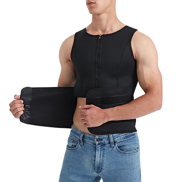 

men's body shapers men waist trainer sauna vest fitness corset abdomen slimming body shaper belly reducing shapewear burn fat shirt tri, Black;brown