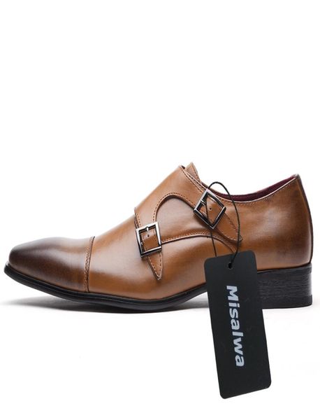 

mens double monk strap shoes oxford leather mens square toe classic dress shoes casual comfortable gradual color loafer5363979, Black