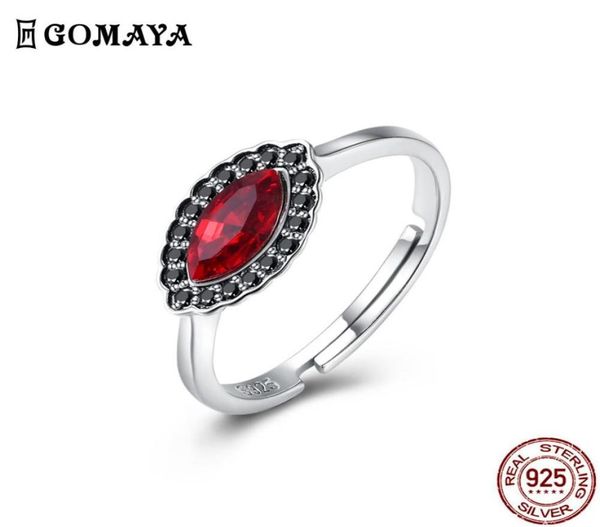 

gomaya 925 sterling silver adjustable creative ring noble red austria crystal fine jewelry unique engagement gift for girlfriend8916996