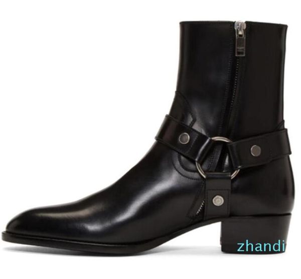 

man black genuine leather wyatt harness boots 40 harness ankle suede belted leather classic calf leather slp kw boots shoes8762418