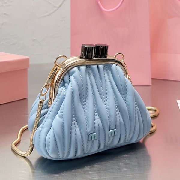 

mini clutch bag fashion crossbody bags chain women shoulder handbags metal hardware hasp coin purse leather pleated lady cross body wallets