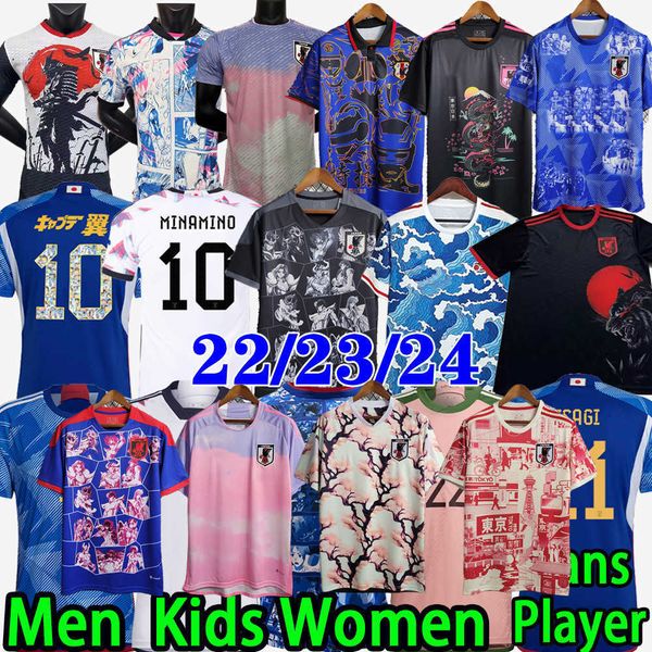 

japan 2023 soccer jerseys cartoon isagi atom tsubasa minamino asano doan kubo ito 2024 japanese special uniform women 22 23 football shirt t, Black;yellow