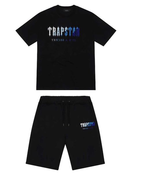 

mens trapstar t shirt short sleeve print outfit chenille tracksuit black cotton london streetwear new high end 85ess, White;black