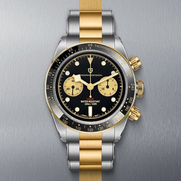 

wristwatches pagani design gold dial luxury quartz watch for men sport chronograph sapphire glass 100m waterproof watches clock man 2023 230, Slivery;brown