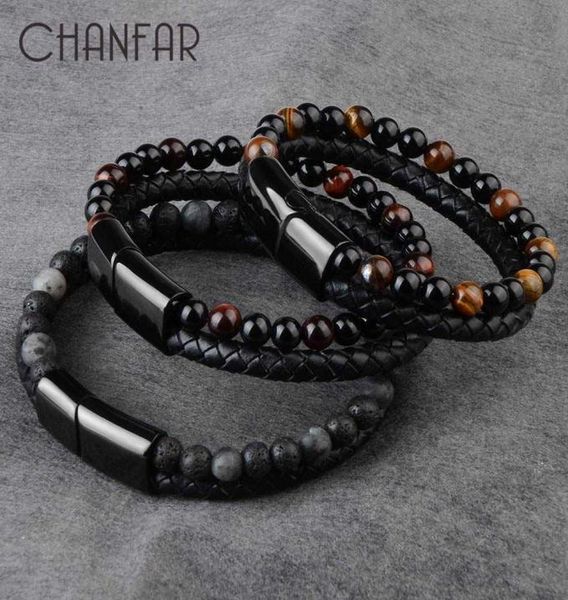 

bangle natural stone bracelets genuine leather braided bracelet black stainless steel magnetic clasp tiger eye bead bangles men je7243788