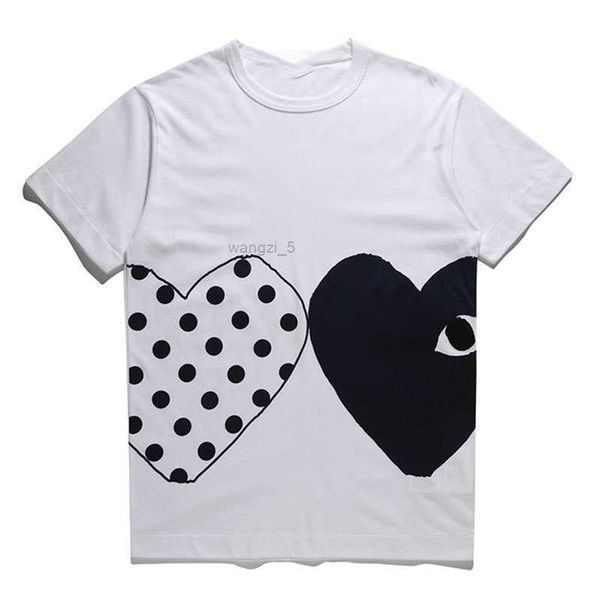 

cdg fashion mens play t shirt designer red heart commes casual women shirts des badge garcons high quanlity tshirts cotton embroidery bs3k, White;black