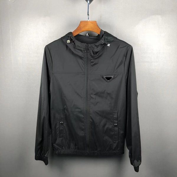 

p-ra original style fashion designer men's thin jackets 2023 trendy slim hooded jacket couples classic trend zipper long sleeve fit spo, Black;brown