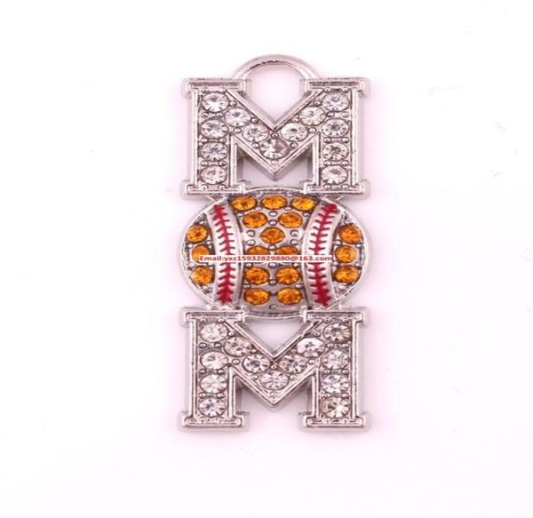 

mother039s day jewelry 50pcs a lot zinc studded with sparkling yellow crystals softball mom sports pendantp5001379874426, Bronze;silver