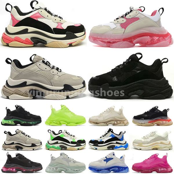 

triple s casual shoes men women designer platform sneakers paris clear sole trainer back white grey red turquoise neon luxury triple-s daddy
