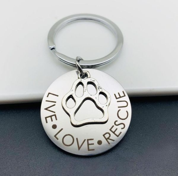 

pet keychains live love rescue dog mom keyrings stainless steel military dog tags key chains2597547, Slivery;golden