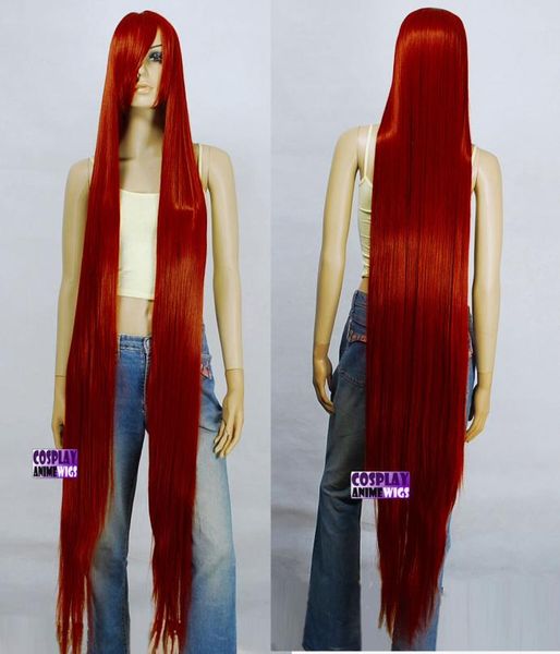 

150cm dark red heat styleable extra long cosplay wigs01232432434, Black;brown