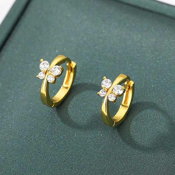 

charm zircon butterfly earrings for women girls gold plated stainless steel hoop earrings 2023 trending wedding jewelry pendientes aa230519, Golden