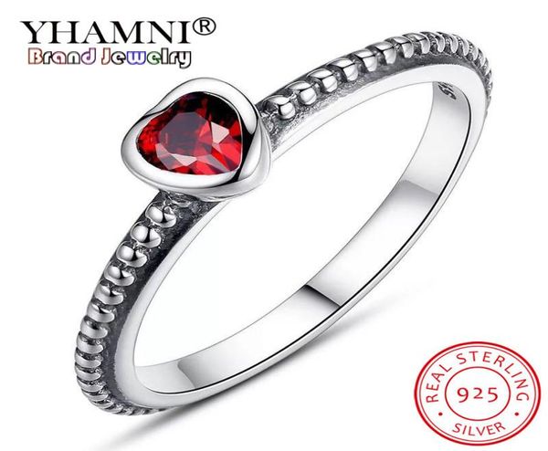 

yhamni 925 sterling silver redwhite heart love cz europe ring for original women bead charm gift diy thai ailver jewelry9774156, Slivery;golden