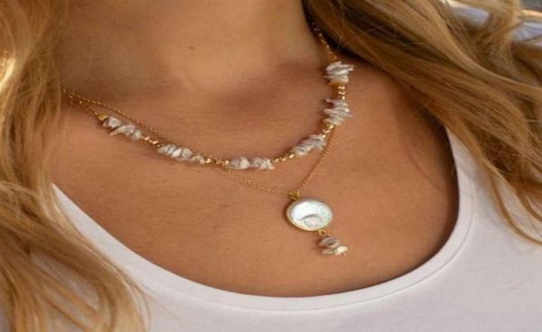 

multi layer coin pearl necklace for women fashion natural freshwater pearl pendant necklace boho jewelry friend gift6682576, Silver