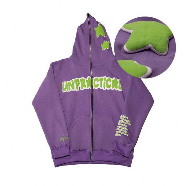 

custom full zip up hoodie puff print manufacturer y2k zipup hoodies for men foaming 3d face plus size men's, Black